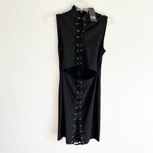 NWT I-X London Black Lace Up Eyelet Sleeveless Cut Out Dress 10